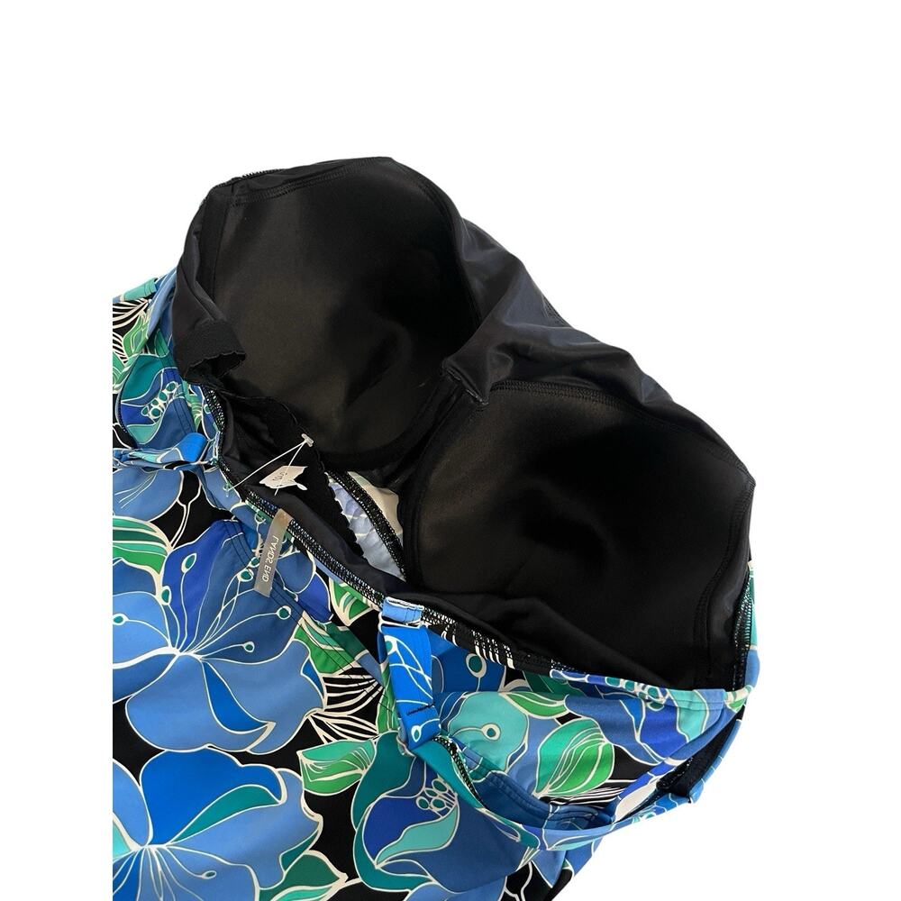 Lands End Women Swim Top Dress Cover Up Sz 18W Built In Bra Stretch 1 Pc Tropics - Picture 3 of 9